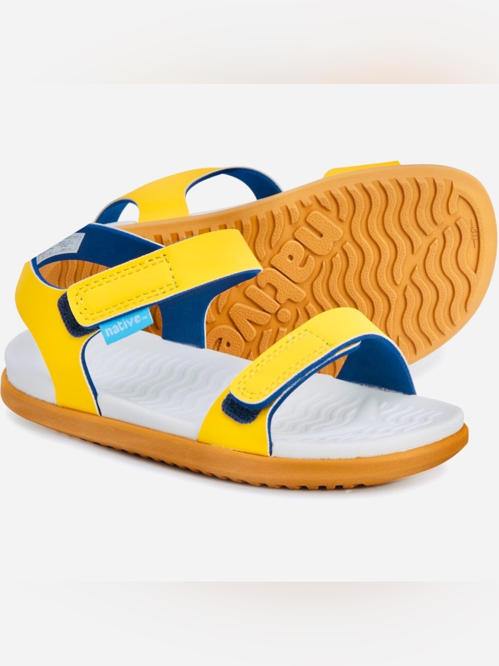 Native Toddler 5T Yellow and Blue Velcro Charley Sandals Size C5 - Picture 1 of 6